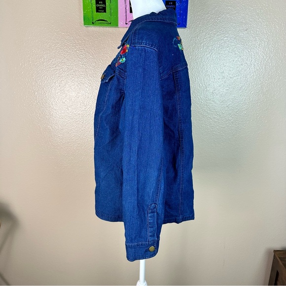 Blair Embroidered Denim Jacket Button Up Blue Weekend Retro Large - Picture 8 of 12